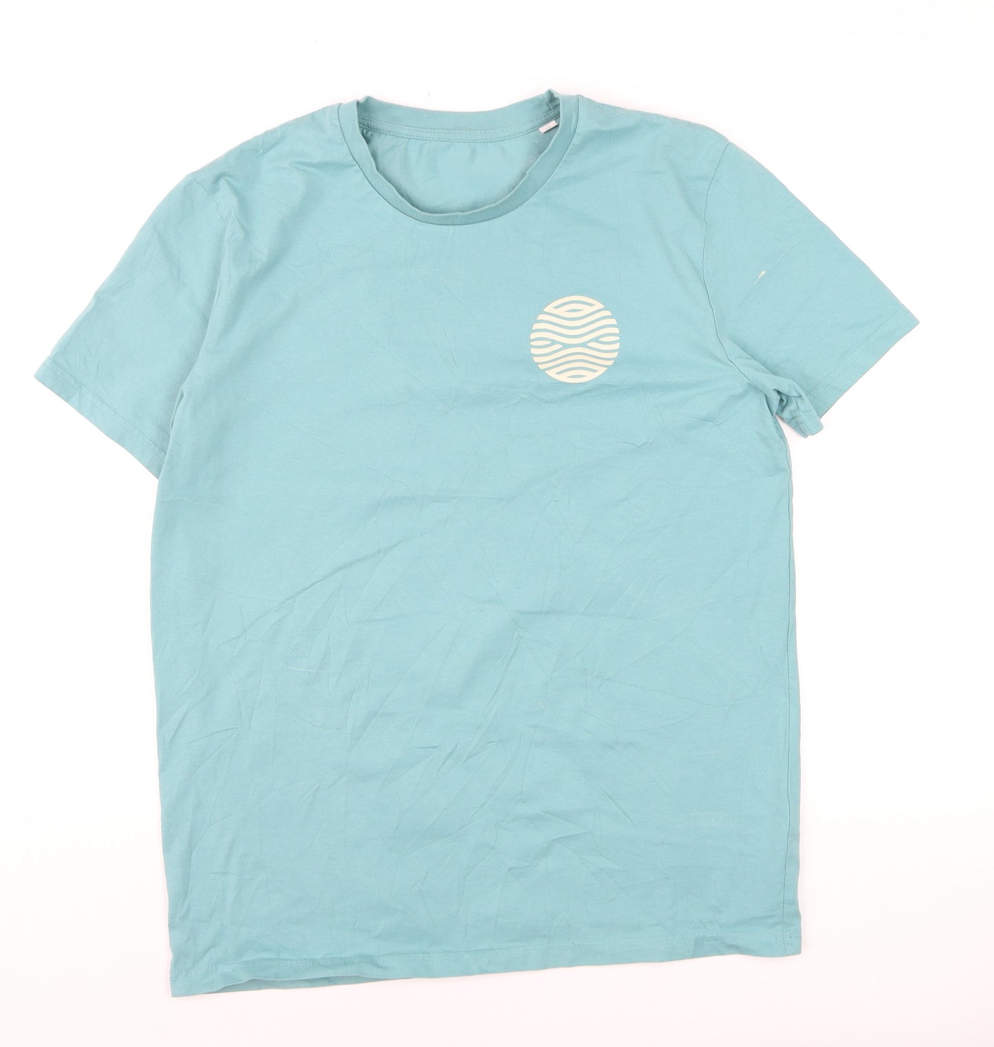 Talking Tides Brew Co. Mens Blue Cotton Graphic T-Shirt M Regular Fit