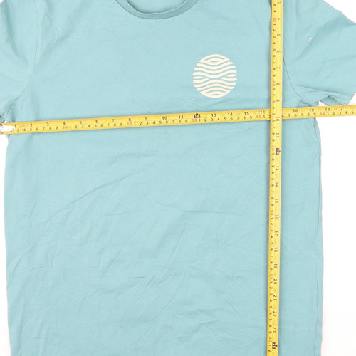 Talking Tides Brew Co. Mens Blue Cotton Graphic T-Shirt M Regular Fit