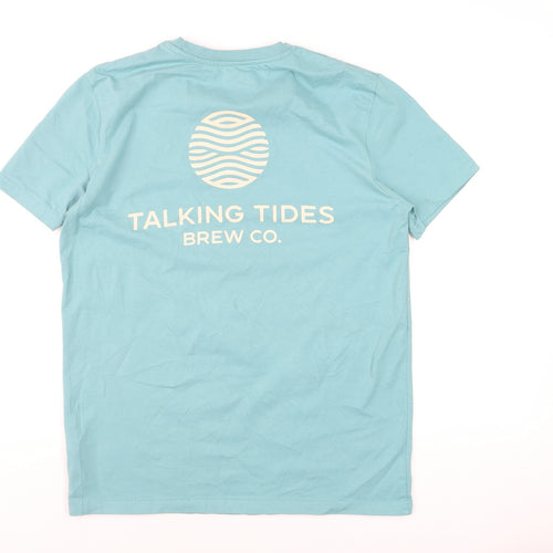 Talking Tides Brew Co. Mens Blue Cotton Graphic T-Shirt M Regular Fit
