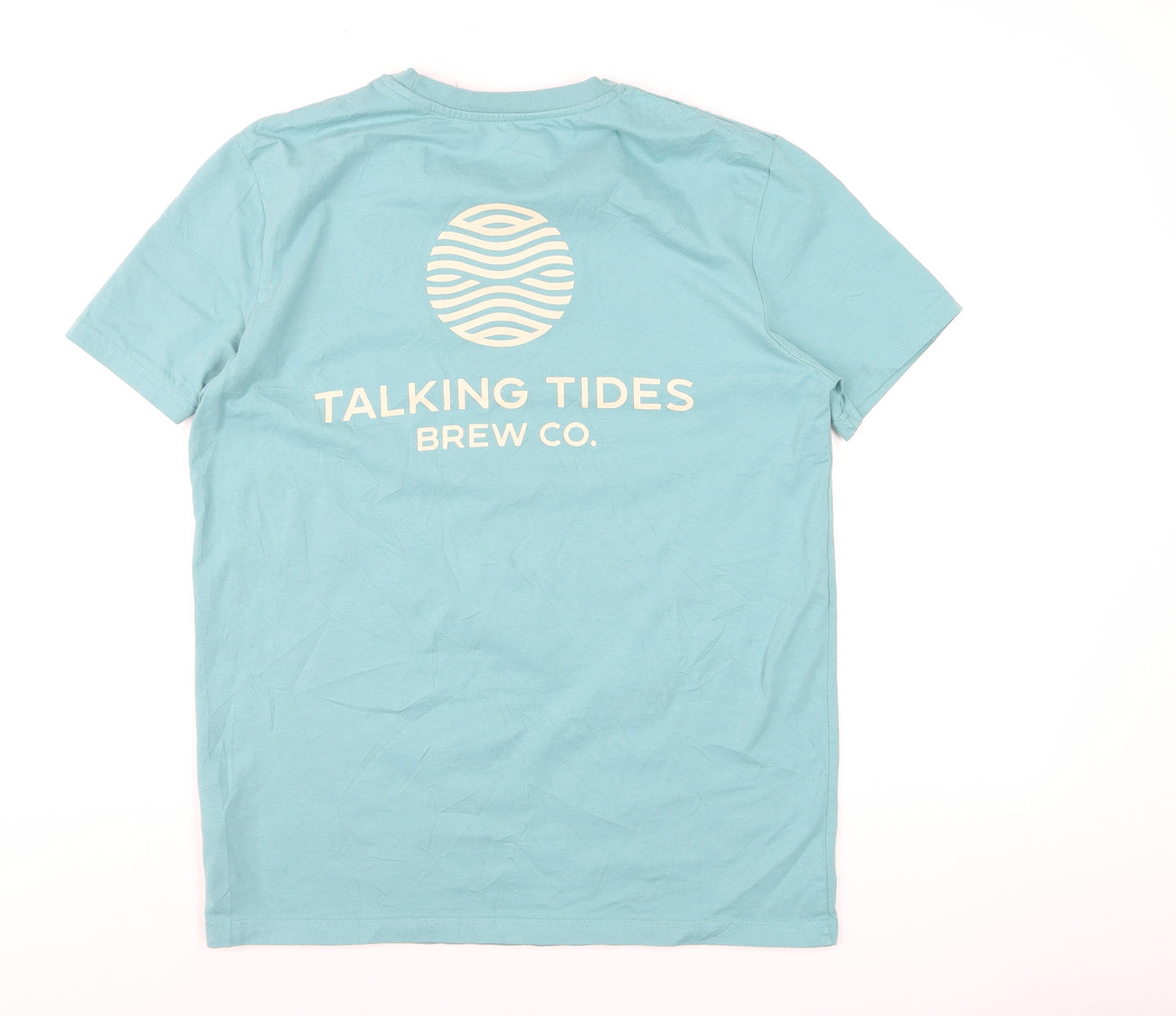Talking Tides Brew Co. Mens Blue Cotton Graphic T-Shirt M Regular Fit