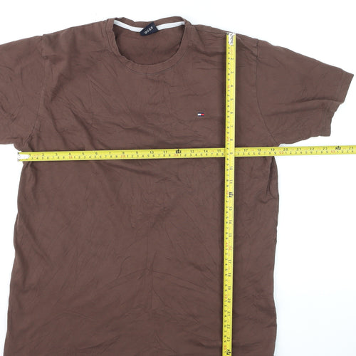 Tommy Hilfiger Men's Brown Cotton Crew Neck T-Shirt Size L