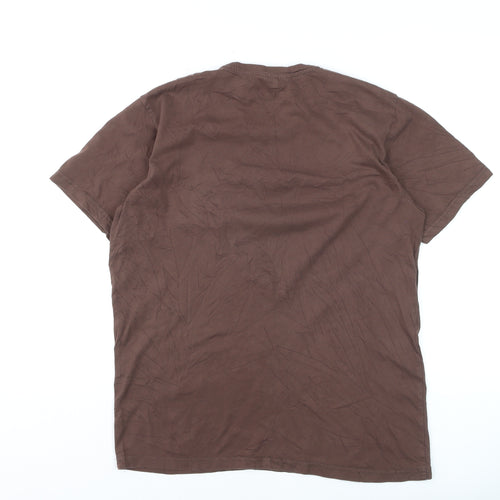 Tommy Hilfiger Men's Brown Cotton Crew Neck T-Shirt Size L