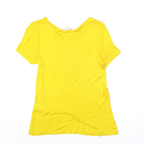 Warehouse Women's Yellow Short Sleeve Basic Viscose T-Shirt Size 10