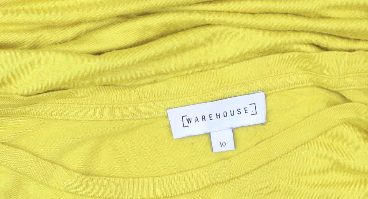 Warehouse Women's Yellow Short Sleeve Basic Viscose T-Shirt Size 10
