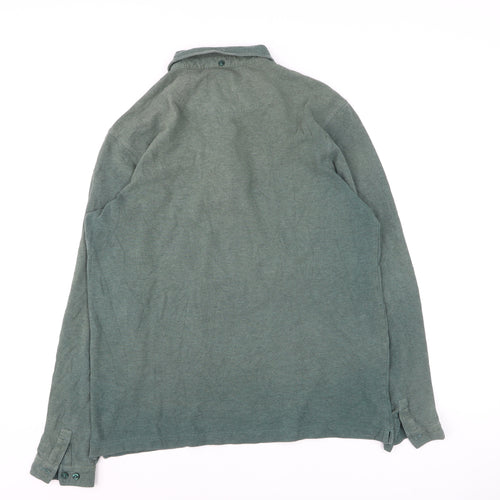 Farah Men's Green Long Sleeve Cotton Polo Shirt Size L