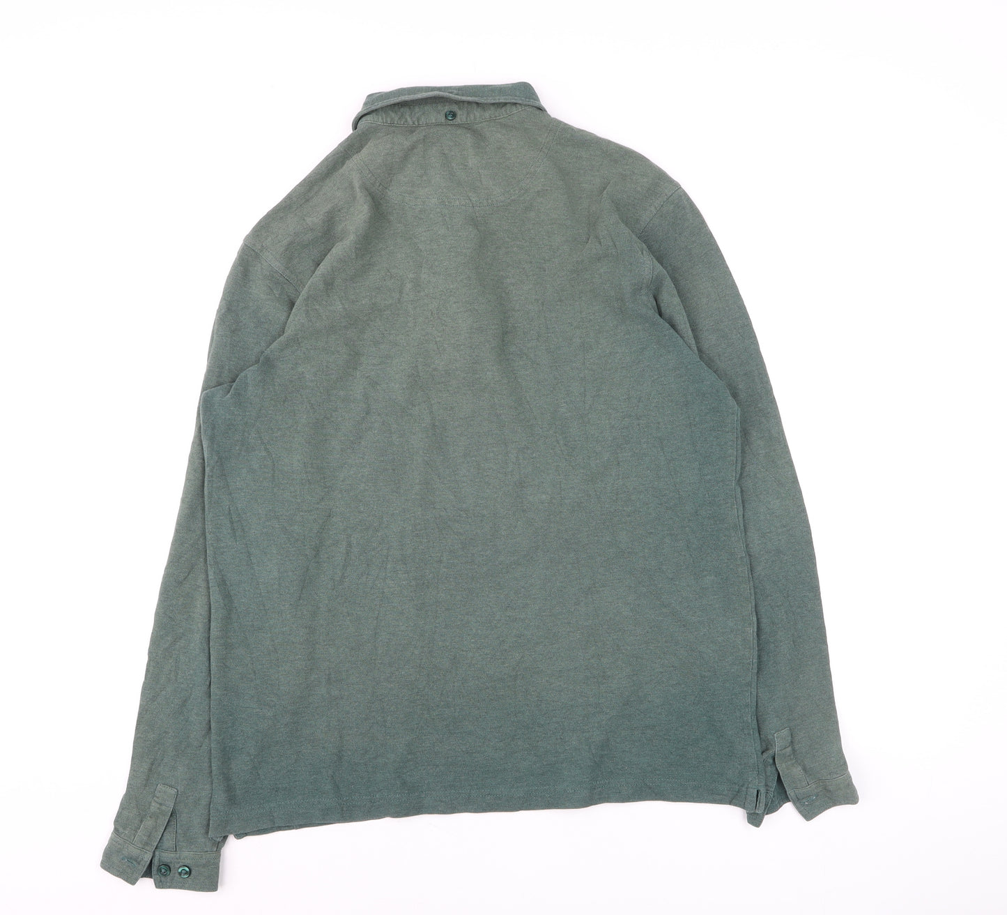 Farah Men's Green Long Sleeve Cotton Polo Shirt Size L