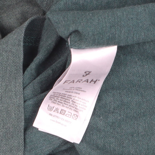 Farah Men's Green Long Sleeve Cotton Polo Shirt Size L