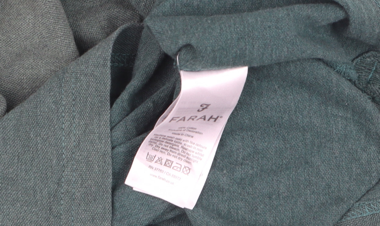Farah Men's Green Long Sleeve Cotton Polo Shirt Size L