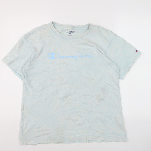 Champion Men's Blue Regular Fit Crew Neck Cotton T-Shirt M