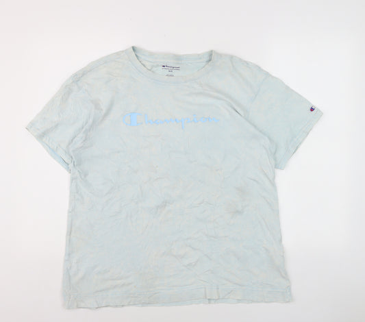 Champion Men's Blue Regular Fit Crew Neck Cotton T-Shirt M