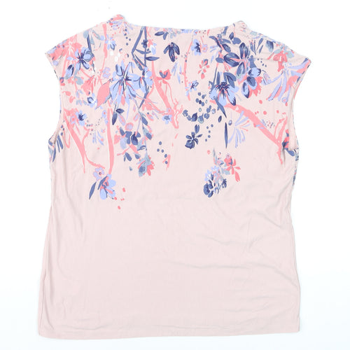 Marks and Spencer Per Una Womens Pink Floral V-Neck Sleeveless T-Shirt Size 12