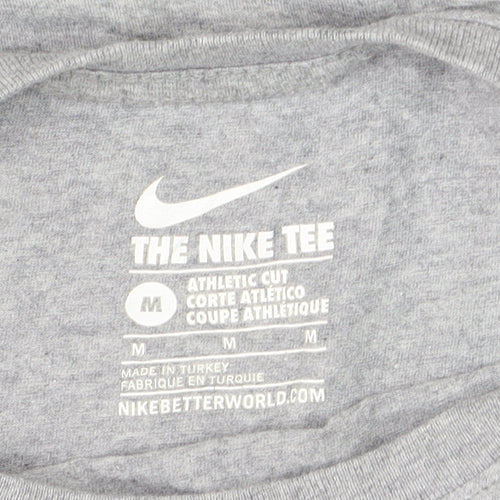 Nike Men's Grey Athletic Fit Crew Neck Short Sleeve T-Shirt Size M