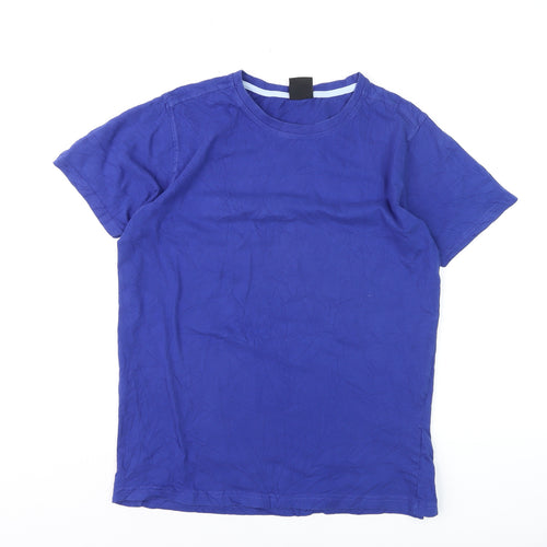 Kandor Men's Blue Cotton Crew Neck Short Sleeve T-Shirt Small