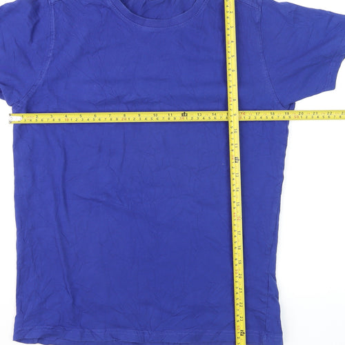 Kandor Men's Blue Cotton Crew Neck Short Sleeve T-Shirt Small