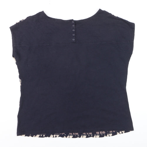White Stuff Women’s Blue Print Tunic Blouse Size 14 Short Sleeve