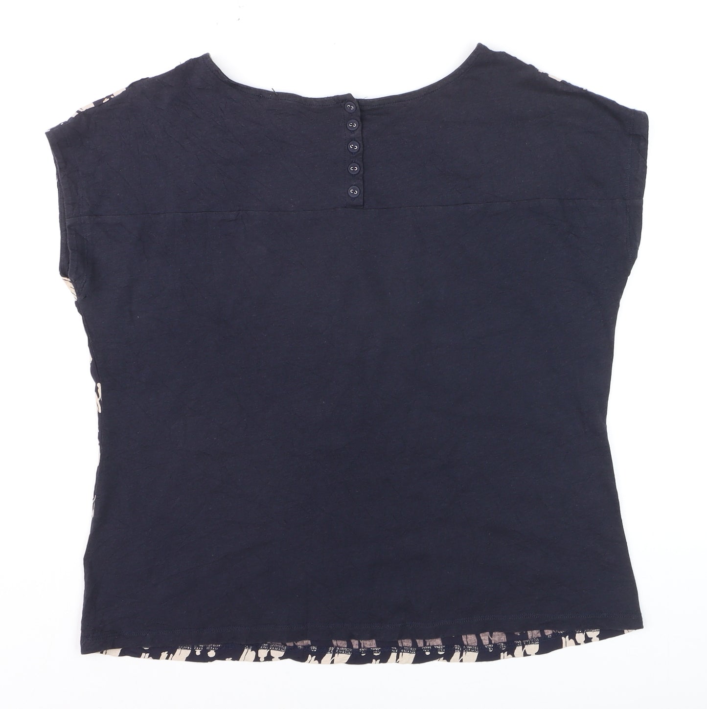 White Stuff Women’s Blue Print Tunic Blouse Size 14 Short Sleeve