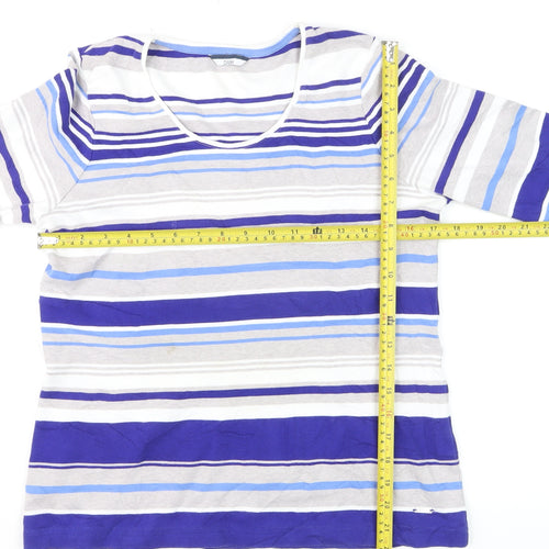 Dash Women Blue Striped Pullover Jumper Size 12 Cotton Blend