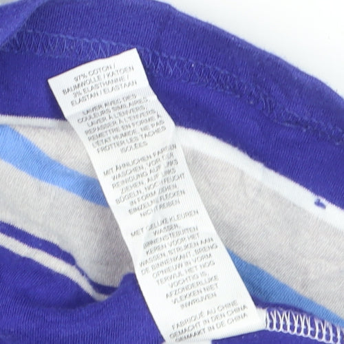 Dash Women Blue Striped Pullover Jumper Size 12 Cotton Blend