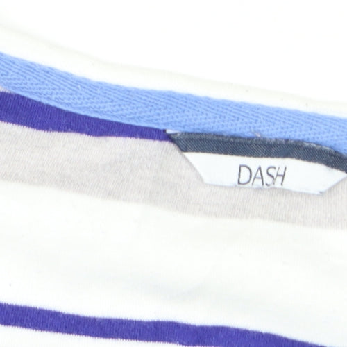 Dash Women Blue Striped Pullover Jumper Size 12 Cotton Blend