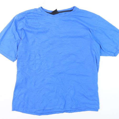 Kandor Men's Blue Cotton Crew Neck Short Sleeve T-Shirt Size S