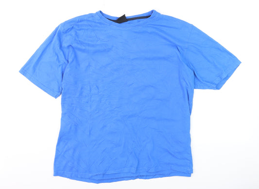 Kandor Men's Blue Cotton Crew Neck Short Sleeve T-Shirt Size S