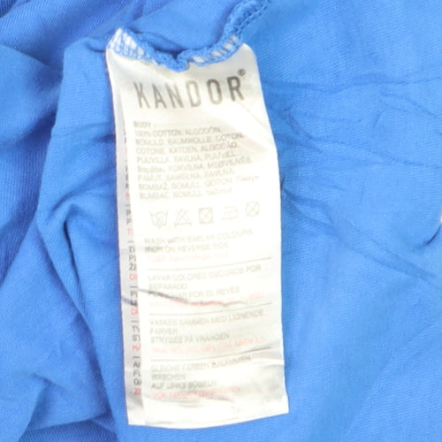 Kandor Men's Blue Cotton Crew Neck Short Sleeve T-Shirt Size S