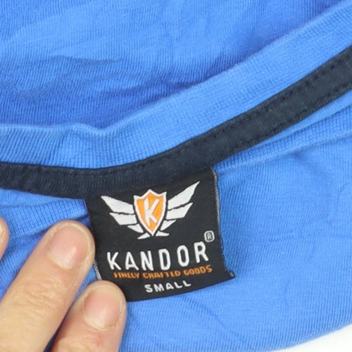 Kandor Men's Blue Cotton Crew Neck Short Sleeve T-Shirt Size S