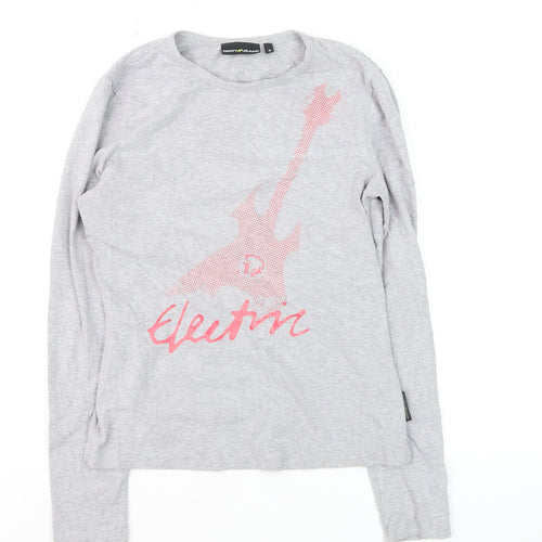 DKNY Jeans Girls Grey Long Sleeve Graphic Music T-Shirt M