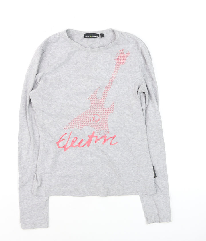 DKNY Jeans Girls Grey Long Sleeve Graphic Music T-Shirt M