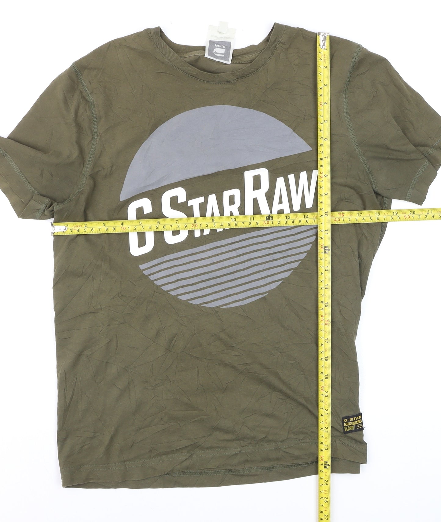 G-Star Raw Men's Green Cotton Graphic Logo T-Shirt Size M