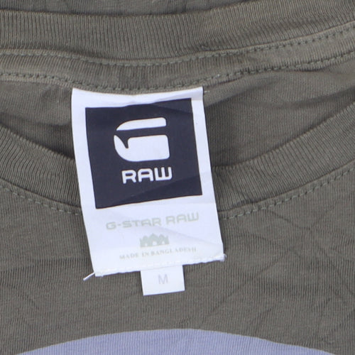 G-Star Raw Men's Green Cotton Graphic Logo T-Shirt Size M