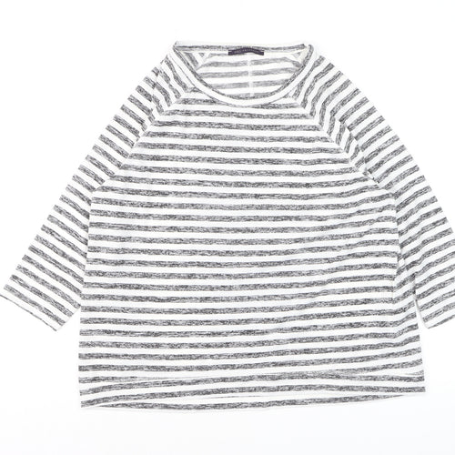 Marks and Spencer Womens Black White Striped Jersey Top Size 16