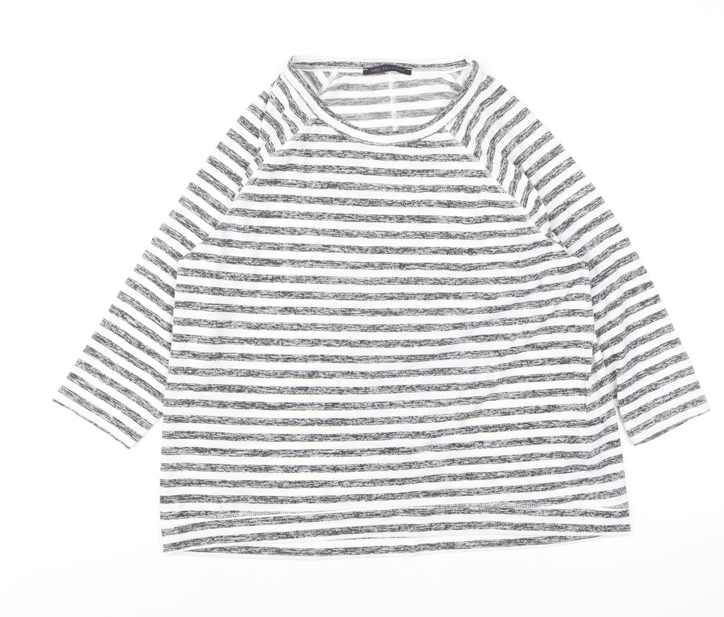 Marks and Spencer Womens Black White Striped Jersey Top Size 16