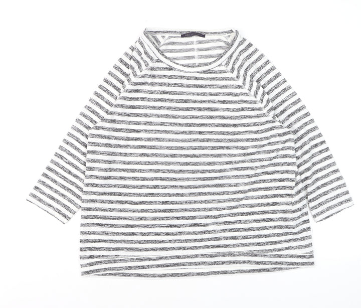Marks and Spencer Womens Black White Striped Jersey Top Size 16
