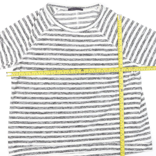 Marks and Spencer Womens Black White Striped Jersey Top Size 16