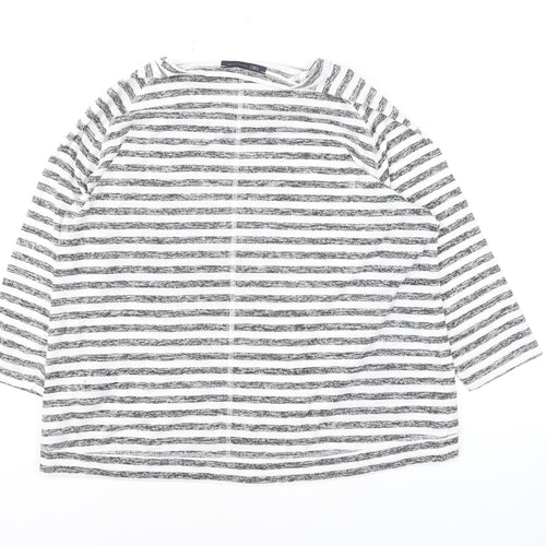 Marks and Spencer Womens Black White Striped Jersey Top Size 16