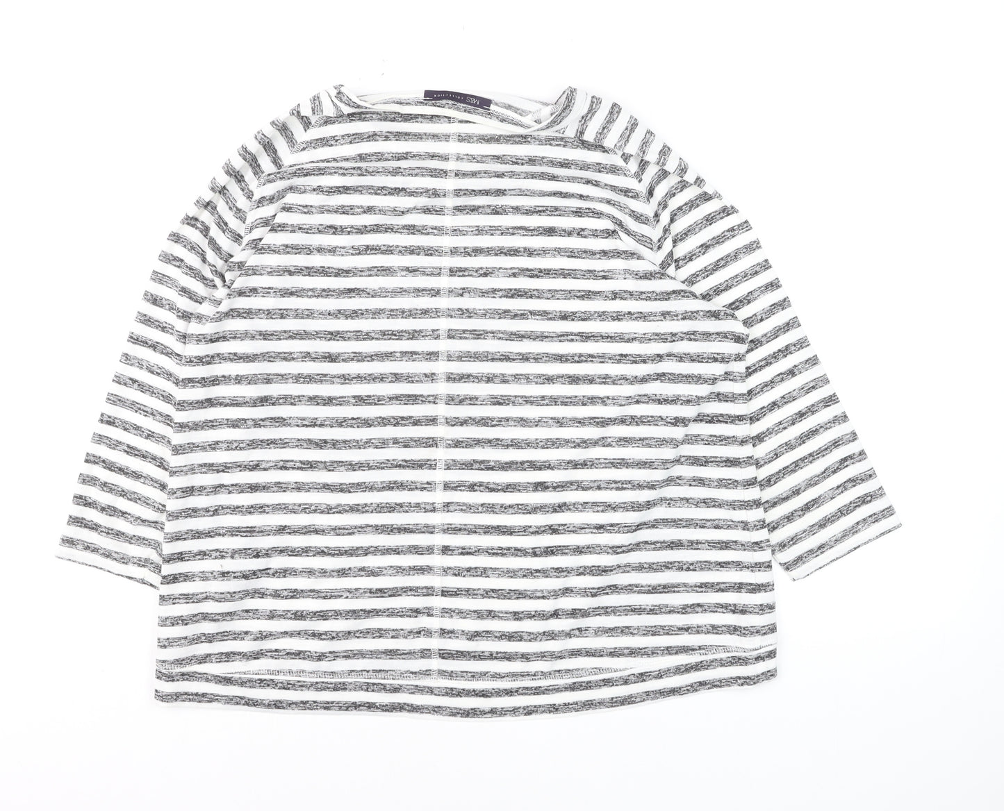 Marks and Spencer Womens Black White Striped Jersey Top Size 16