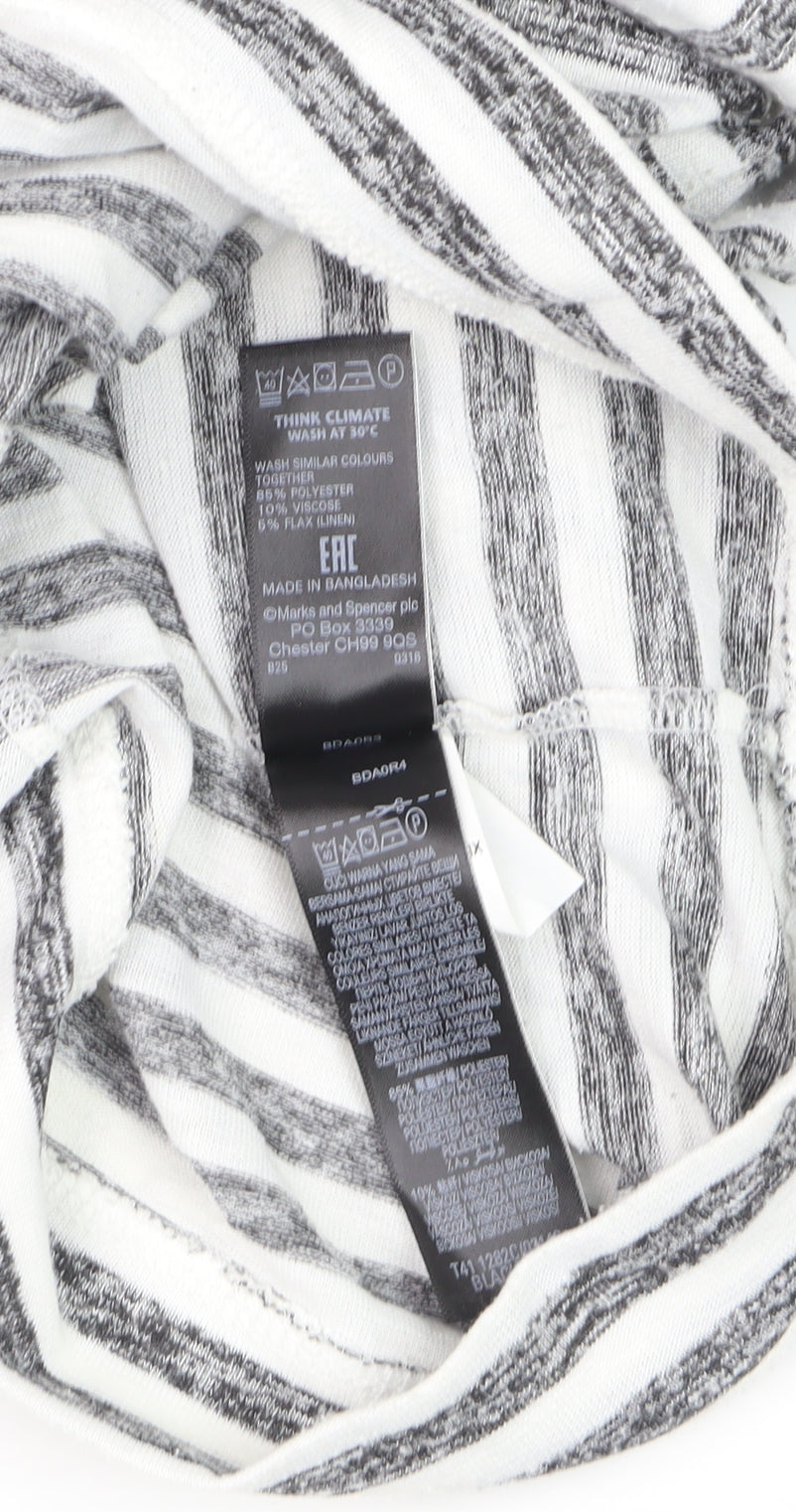 Marks and Spencer Womens Black White Striped Jersey Top Size 16