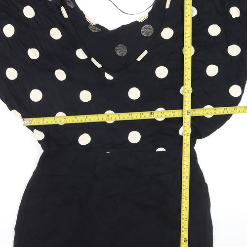Yenimco Women Black Polka Dot Cotton Tunic Blouse Size 10