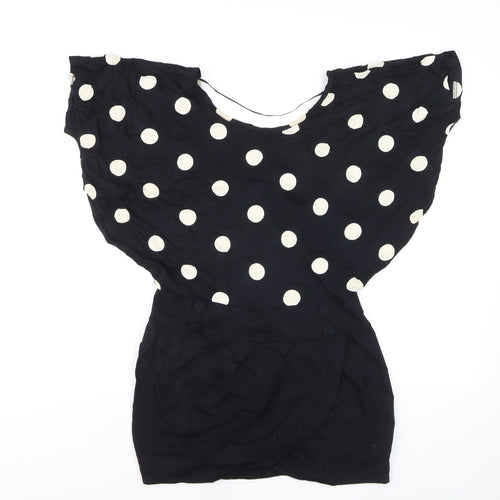 Yenimco Women Black Polka Dot Cotton Tunic Blouse Size 10