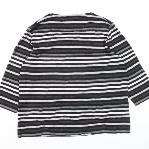TIGI Women's Black Striped 3/4 Sleeve Jersey T-Shirt Size 18