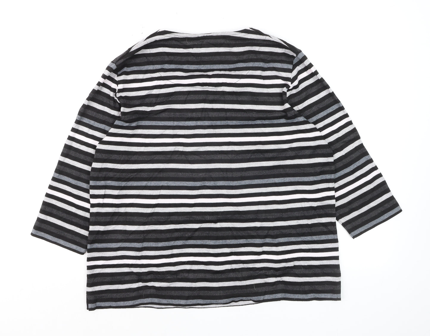 TIGI Women's Black Striped 3/4 Sleeve Jersey T-Shirt Size 18
