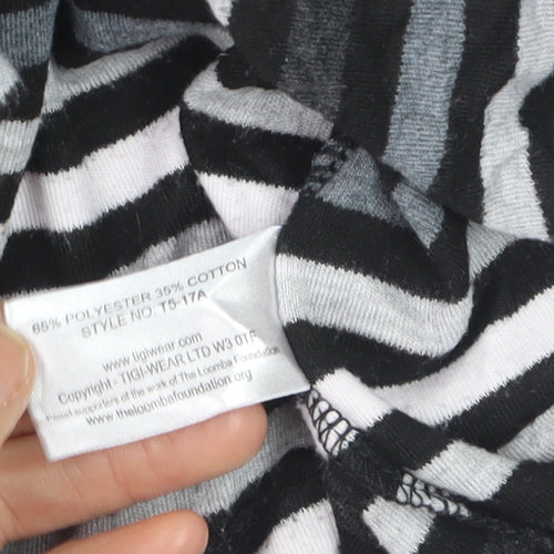 TIGI Women's Black Striped 3/4 Sleeve Jersey T-Shirt Size 18