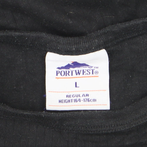 Portwest Women’s Black Long Sleeve Basic Crew Neck Jersey T-Shirt L