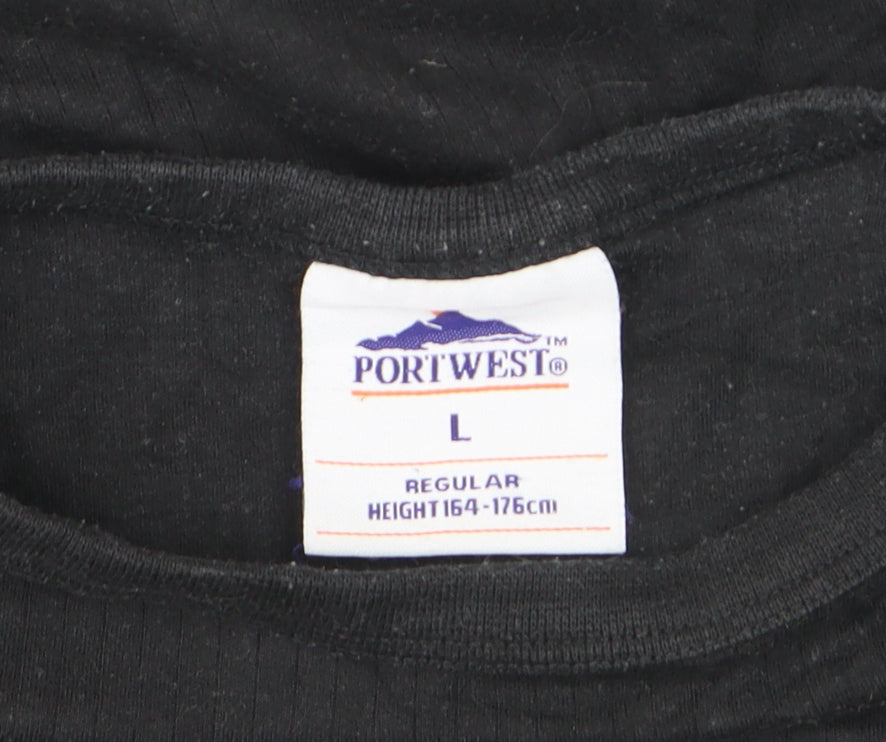 Portwest Women’s Black Long Sleeve Basic Crew Neck Jersey T-Shirt L