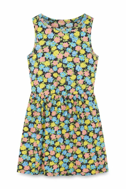 Front view of Topshop women’s multicoloured floral cotton tank dress, size UK 8
