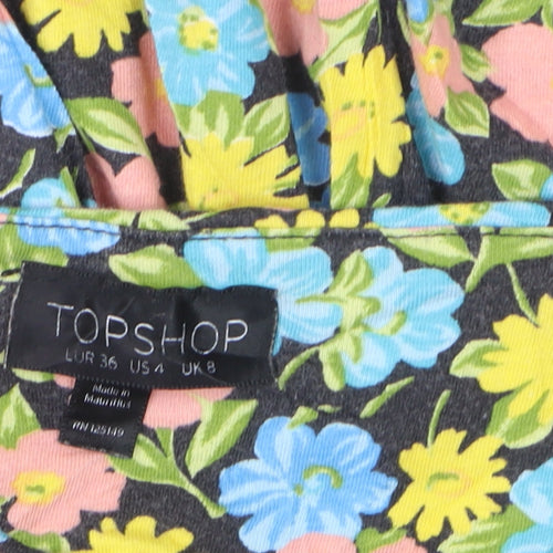 Topshop Womens Multicoloured Floral Cotton Tank Dress Size 8