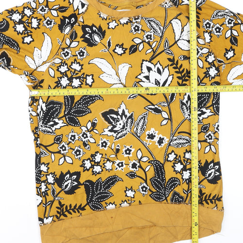 Next Womens Yellow Floral Cotton Pullover Jumper M