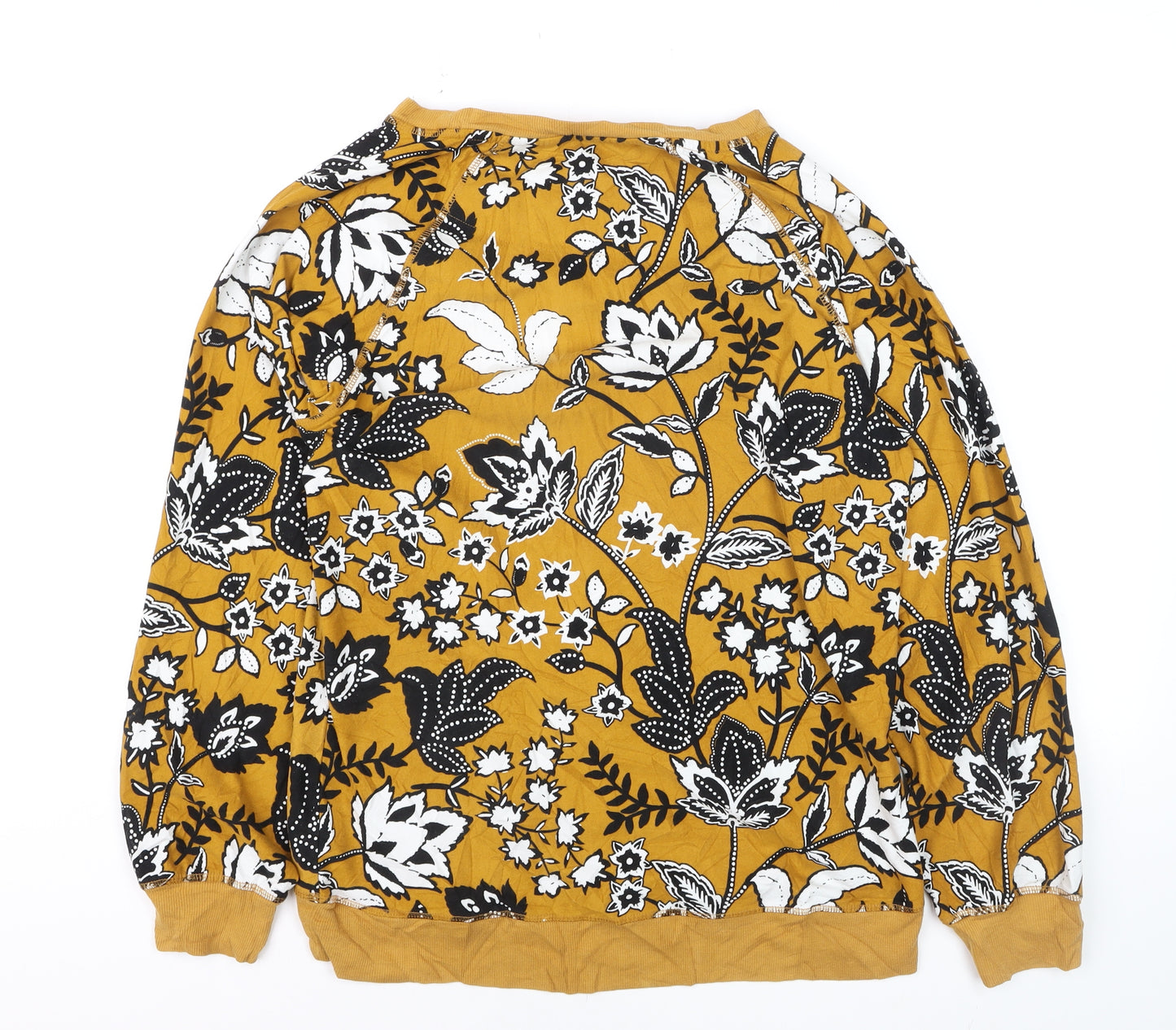 Next Womens Yellow Floral Cotton Pullover Jumper M
