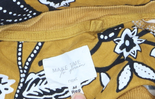 Next Womens Yellow Floral Cotton Pullover Jumper M